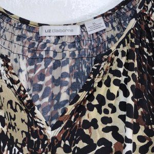 Liz Claiborne Size XL Leopard Tunic Blouse
